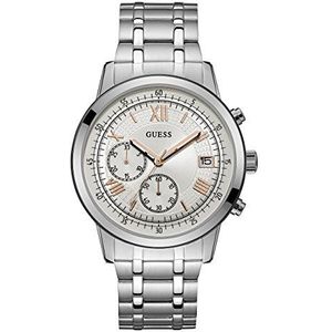 Guess Heren Chronograaf Quartz Horloge Summit, Zilver/Zilver/Zilver, Armband