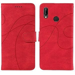 Smartphone Flip-hoesjes Compatibel met Huawei P20 Lite Kaartsleufhouder Afneembare polsband Flip Phone Case Multifunctionele hoes Compatibel met Huawei P20 Lite Flip-hoesjes (Color : Rosso)