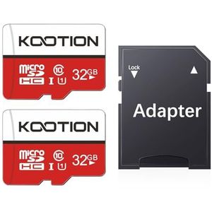 KOOTION 2-pack 32 GB Micro SD-kaart klasse-10 Micro SDHC-geheugen UHS-I-kaart Ultra High Speed TF-kaart R Flash, C10, U1, 32 GB