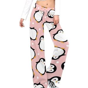 Leuke pinguïn damesbroek casual broek elastische taille lounge broek lange yogabroek rechte pijpen