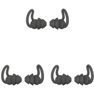 3 Set van Slapen Oordopjes Siliconen Oordopjes Ruisonderdrukking Herbruikbare Oordopjes voor Office Home, Zwart, 2 Lagen, Premium Zwart, 2Layer