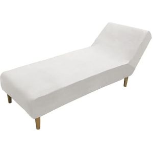 Luxe Fluwelen Chaise Lounge Hoes Zachte Pluche Chaise Hoes Stretch Armloze Chaise Lounge Hoes Meubelbeschermers Wasbare Fauteuil Bank Hoes Voor Woonkamer Slaapkamer(Color:White)