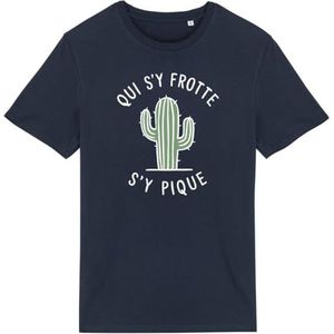T-shirt voor heren, bedrukt in Frankrijk, 100% biologisch katoen, verjaardagscadeau French Touch Punchlines, origineel grappig, Marineblauw, L