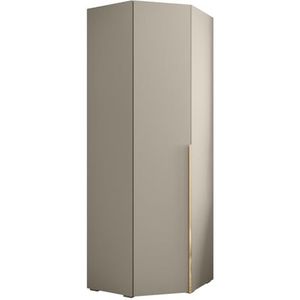 MEBLE KRYSPOL Inova 1 Hoekkast - Kledingkast met Planken en Stangen - Opbergmeubel - voor Slaapkamer, Tienerkamer, Hal - 236,7x81,7x47cm - Kasjmier, Gouden Handvat