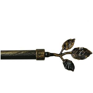 emmevi Gordijnroede van ijzer, uitschuifbaar, gordijnstang, ringen, model: gordijnstang, bladeren 120-210, zwart goud