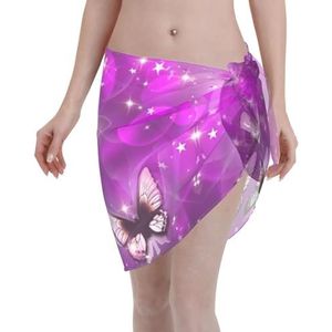 Kleurrijke vlinderprint elegante strandwrap, bikini cover-up, badmode jurk, voor vrouwen, perfect voor zwembad en resort zwart