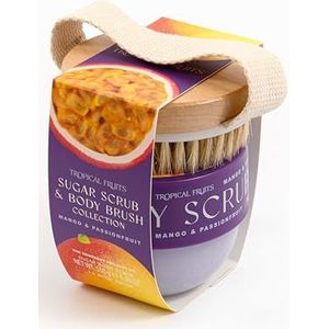 Tropical Fruits Gentle Exfoliating Sugar Scrub & Brush Mango and Passionfruit 150g