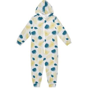 LI ZHI XIN Kinderpyjama uit één stuk met capuchon voor jongens en meisjes, jumpsuits voor kinderen, onesie, slaappak, alles-in-één pyjama, winter, warme huisjumpsuit, 5-14 jaar, tropische planten