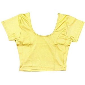 VRINDAVANBAZAAR.COM Indiase tuniek tops kant-en-klare katoenen lycra saree blouse voor dames, goud, XL