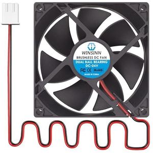 WINSINN Ventilator, 92 mm, 24 V, dubbele kogellagers, 3500 RPM, 9225, ventilator voor 3D-printers, CNC, robotica en doe-het-zelfprojecten, 30 cm kabel met XH2.54-2PIN, borstelloos, 92 x 25 mm