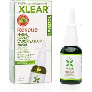 Xlear Rescue Neusspray met Xylitol, Oregano & Tea Tree Olie – Natuurlijk Zoutoplossing Neusspray, Hydraterende Neusverzorging voor Kinderen & Volwassenen, 45 ml (1 Stuk)