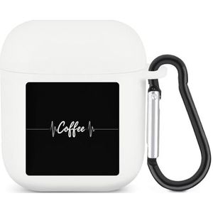 Koffie Hartslag Leuke Case Voor AirPods 2&1 Schokbestendige Beschermende Hoofdtelefoon Gevallen Cover Met Sleutelhanger Voor Mannen Vrouwen