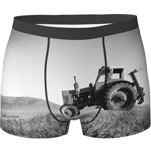 ZJYAGZX Tractor Landbouw Rustige Print Heren Zachte Boxer Slips Shorts Viscose Trunk Pack Vochtafvoerend Heren Ondergoed, Zwart, S