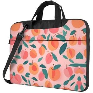 SSIMOO Gekleurde strepen verticale stijlvolle en lichtgewicht laptop messenger bag, handtas, aktetas, perfect voor zakenreizen, Roze perzik patroon naadloze patroon, 13 inch