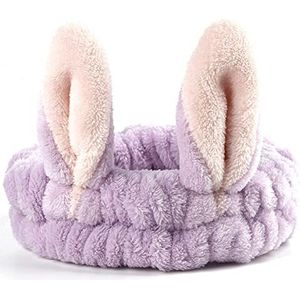 2 stuks kat oor hoofdband, gebruikt voor make-up, gezicht wassen, make-up remover, schattig hulpmiddel om je haar en heldere stemming te houden (kleur: paars)