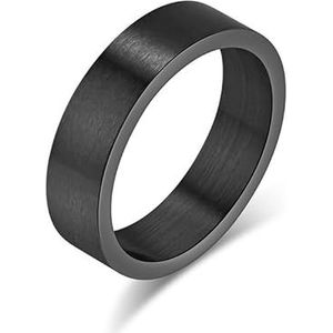Geslachtloze 6 mm geborsteld mat antiek zilvergrijs fortitanium stalen ring ring eenvoudige neutrale koude wind gepersonaliseerde handsieraden (Color : Black, Size : 12#)