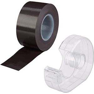10x magneetband 5 m, met plakbandhouder, zelfklevend magneettape, voor whiteboard & koelkast, zwart