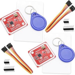 GERUI 2 stuks PN532 NFC RFID-module, V3 Kit Reader Nabije Field Communicatie Lezer Module Kit I2C SPI HSU, Nabije Field Communication Lezer Module Kit I2C met S50 witte kaart, sleutelkaart compatibel