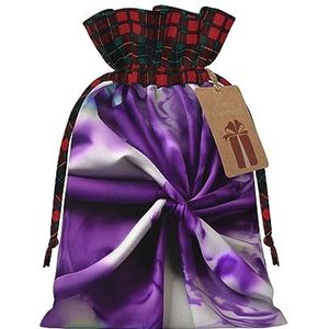 Paarse Tie Dye Bloem Herbruikbare Gift Bag - Trekkoord Kerst Gift Bag, Perfect Voor Feestelijke Seizoenen, Kunst & Craft Tas