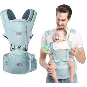 Baby Verstelbare Hip Seat Ondersteuning Comfortabele Hip Carrier Belt Carrier Katoen Pocket Hip Carrier Gewatteerde Zachte Taille Seat Lichtgewicht Zachte Taille Kruk met Afneembare Voorruit (Kleur: Blauw)