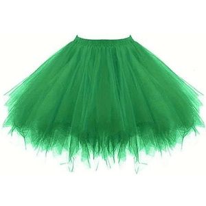 Boolavard Volwassen Vrouwen 80's Tutu Rok Gelaagde Tule Petticoat Halloween Tutu, Donker Groen, L/XL