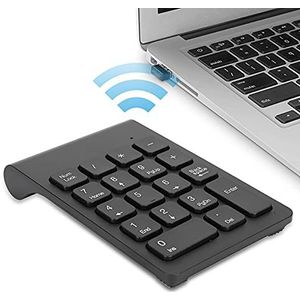 Draadloos numeriek toetsenbord, mini digitale Bluetooth Numpad 18 toetsen Ergonomisch numeriek toetsenbord met 2.4G USB-ontvanger voor laptop/pc/desktop(Zwart)