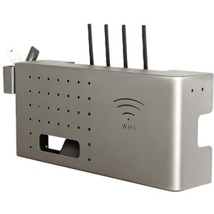 TAUIANE Wall-Mounted WiFi Storage Box, WiFi Box Hider, Metal Router Storage Box Shelf, Concealment Cabinet, Ideal Cable Management Solution for Living Room and Workspaces,Grijs,40 * 20 * 10cm