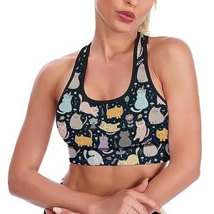 Mooie Katten En Planten Ademend Sport BH's Voor Vrouwen Draadloze Workout Yoga Vest Ondergoed Racerback Crop Tank Top S