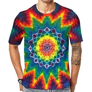 Mandala Tie Dye T-shirt voor heren met korte mouwen en ronde hals, casual T-shirt, tops, S