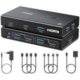 UGREEN - HDMI KVM Switch - 2 PC's - 1 Monitor - 4 USB Poorten - 4K@60Hz