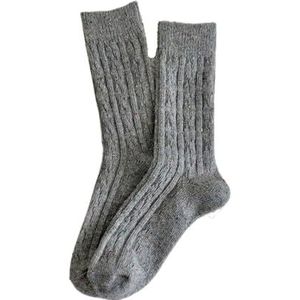 YIJIANUO Vrouwen Sokken Winter Nieuwe Nieuwigheid Mode Japanse Stijl Casual Crew Sokken Warm Gestreepte Herfst Eenvoudige Wollen Sokken Voor Meisjes Trendy, Lichtgrijs, One size