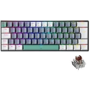 QPSJXN Mechanisch toetsenbord 60% lay-out RGB backlight hot-swappable NKRO bedraad gaming toetsenbord voor pc-spelers ABNT2 lay-out (ABNT2 Brown Switch)