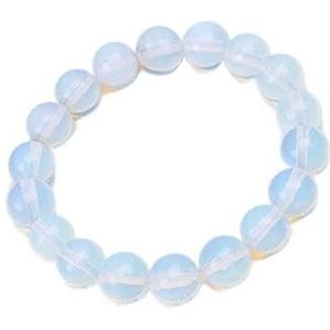 Armbanden voor vrouwen Mode gladde witte opaal maansteen armband stretch koord elastische kleurrijke kat ogen steen uitbreidbaar touw sieraden (Color : Vermeil)