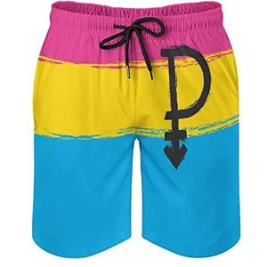 Pansexual Pride-symbool en vlag heren zwembroek bedrukte boardshorts strandshorts badmode badpakken met zakken S