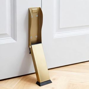 Opvouwbare Kickdown Deurstopper, Elfthloo Heavy Duty Kick Down Bodem Deurstop Houder Wandbeschermer Open houden, Titanium Goud Kleur (1 Pack)