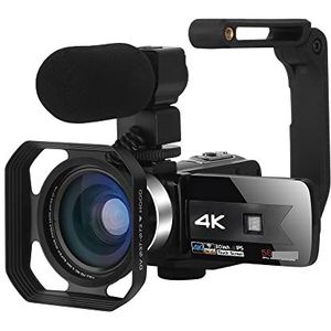 Videocamera Vlogcamera Recorder Volledige 4K UHD Streaming Camcorder Professionele Digitale Camera's 56MP Outdoor Video Recorder Vlog Knit IR Nachtzicht(32G SD Card,Nero)