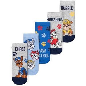 United Labels Paw Patrol sokken voor jongens, kindersneakers, kindersokken, grijs/blauw, verpakking van 5 stuks, grijs/blauw, 23/26 EU