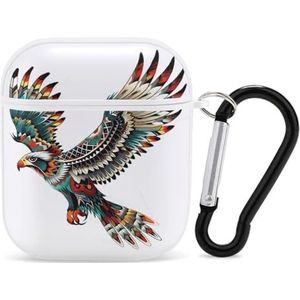 Flying Eagle Native Indian Leuke Case voor AirPods 2&1 Schokbestendige Beschermende Hoofdtelefoon Gevallen Cover Met Sleutelhanger Voor Mannen Vrouwen
