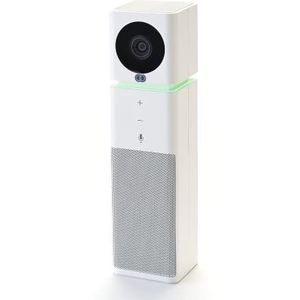 Boom UNO - All in One-1080p Full HD-conferentiecamera, videogesprekken en vergaderingen, groothoekweergave van 120 graden, ruisonderdrukkende microfoon, luidspreker, conferentiewebcam met USB-stekker en play(wit)
