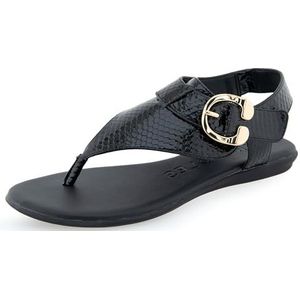 Aerosoles Isa platte sandaal voor dames, Zwarte slang Patent Pu, 4.5 UK Wide