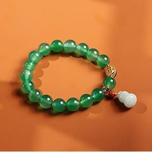 Dames armband, jongens armband Feng Shui Healing Crystal Armband 7A Lucky Wu Lou Charm Balance Armband Natuurlijke Emerald Agaat Rijkdom Amulet Trek Welvaart Liefde Geluk Geld,Groen