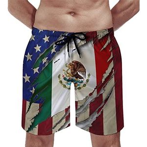 Vintage USA Mexico vlag heren zwembroek casual strand shorts met compressie voering sneldrogende badmode met zakken S
