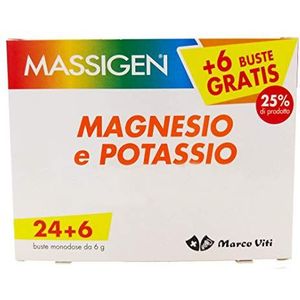 Massigen Magnesio e Potassio 90 Buste (3 Confezioni) - Integratore di Magnesio e Potassio per reintegrare i sali minerali