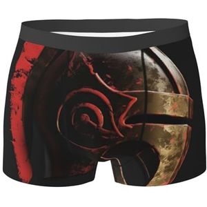 GDSHJKLW Heren Ondergoed Boxer Slips Zachte Stretch Boxer Slips Ademend Spartan Warrior Helm Boxers Met Contour Pouch, Zwart, M-3XL