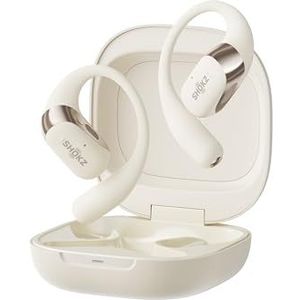 SHOKZ OpenFit 2 Open-Ear koptelefoon, True Wireless Bluetooth-oortelefoons met microfoon, oorhaak-oordopjes met 48 Uur speeltijd, Snel Opladen, IP55-waterbestendig, met draagzak, Beige