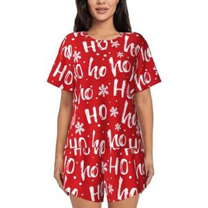 YJxoZH Kerst Achtergrond Print Vrouwen Zomer Pyjama Sets Nachtkleding Dames Korte Mouw Nachtkleding Pjs Lounge Met Zakken, Zwart, XXL