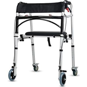 Opvouwbare rollator voor ouderen, 4 wielen met remmen, afneembare zitting, in hoogte verstelbare staande wandelaar, medische wandelaar, geschikt voor volwassenen met zwaarlijvige gehandicapten