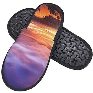 408 Herenpantoffels, zonsondergang in Thailand Indoor Slippers Comfortabele Slipper Opvouwbare Dames Slippers Voor Spa Slaapkamer Volwassenen, Harige pantoffels 2291, 37.5/39 EU