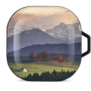 Winter Lente Landschap Oordopjes Hoesje Compatibel met Samsung Hard Shell Beschermhoes Zwart-Stijl