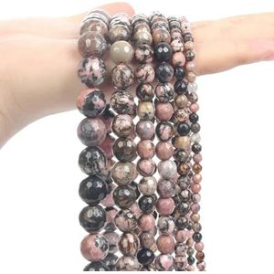 Gefacetteerde natuursteen kralen Tijgeroog Roze Kwarts Streep e Glas Losse Spacer Kralen voor Sieraden Maken DIY Armband Ketting-BlackLine Rode Streep-4mm- ongeveer 90 stuks